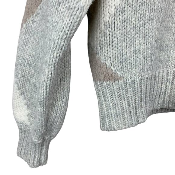 Ann Taylor Sweater Pullover Argyle Grey Cream Soft Knit Mock Neck Women's S - Picture 4 of 7